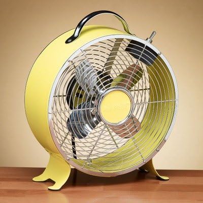 Amazon Com Deco Breeze Retro Metal Box Desk Fan In Yellow Set Of 2 Home Kitchen