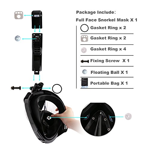 WAMTHUS Snorkel Mask Full Face Easybreath The Seaview 180 Degree Snorkeling Mask for GoPro/Free Easy Breath Anti-Leak & Anti Fog Scuba Diving Mask for Adults Youth Kids L/XL