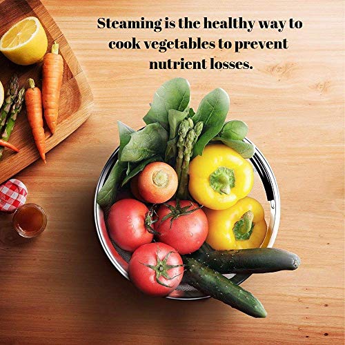 Bonison Stainless Steel Steamer Basket for Instant Pot, with Silicone Wrapped Handle, Custom Fit for 5/6 QT or 8 QT InstaPot Pressure Cooker. Perfect for Steam Egg, Meat, Veggie. (8 QT)