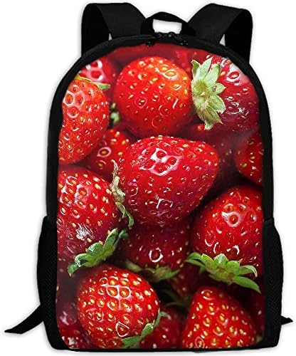 3D Real Strawberrys Adult Backpack School Daypack Oxford Laptop Bag Shoulder Bags