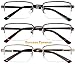 Reading Glasses Set of 3 Half Rim Metal Glasses for Reading Quality Spring Hinge Readers Men and Women +2.5