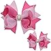 LCLHB Boutique Two-tone Stacked bows Barrette for Newborn Kids Teens Set of 20