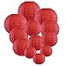 Just Artifacts Decorative Round Chinese Paper Lanterns 12pcs Assorted Sizes (Color: Dark Red)