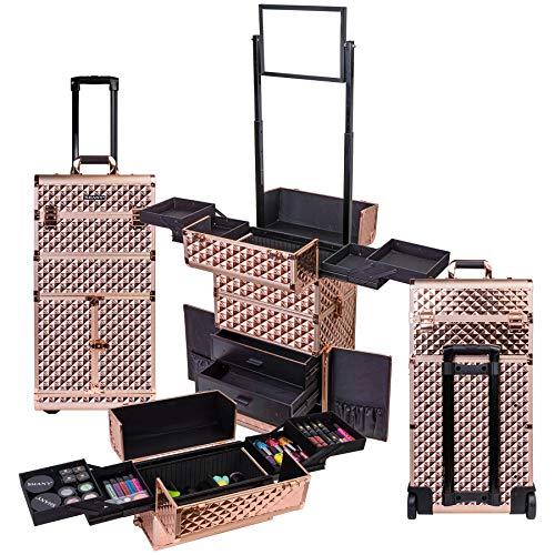 SHANY REBEL Series Pro Makeup Artists Rolling Train Case - Trolley Case - ROSE GOLD