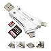 SD Card Reader, 4 in 1 i Flash Drive USB Micro SD &TF Card Reader Adapter for iPhone iPad Mac Android (white)