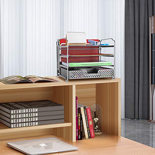 Simple Trending 4Trays Mesh Office Supplies Desk Organizer, Desktop