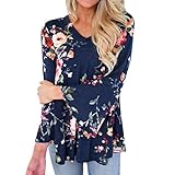 WILLTOO Clearance Autumn Women Floral Printing Long Flare Sleeve Shirts Casual Tops Tee Plus Size