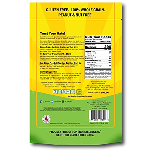 GF Harvest Gluten Free Organic Oat Flour, 32 Ounce Bag, Pack of 2