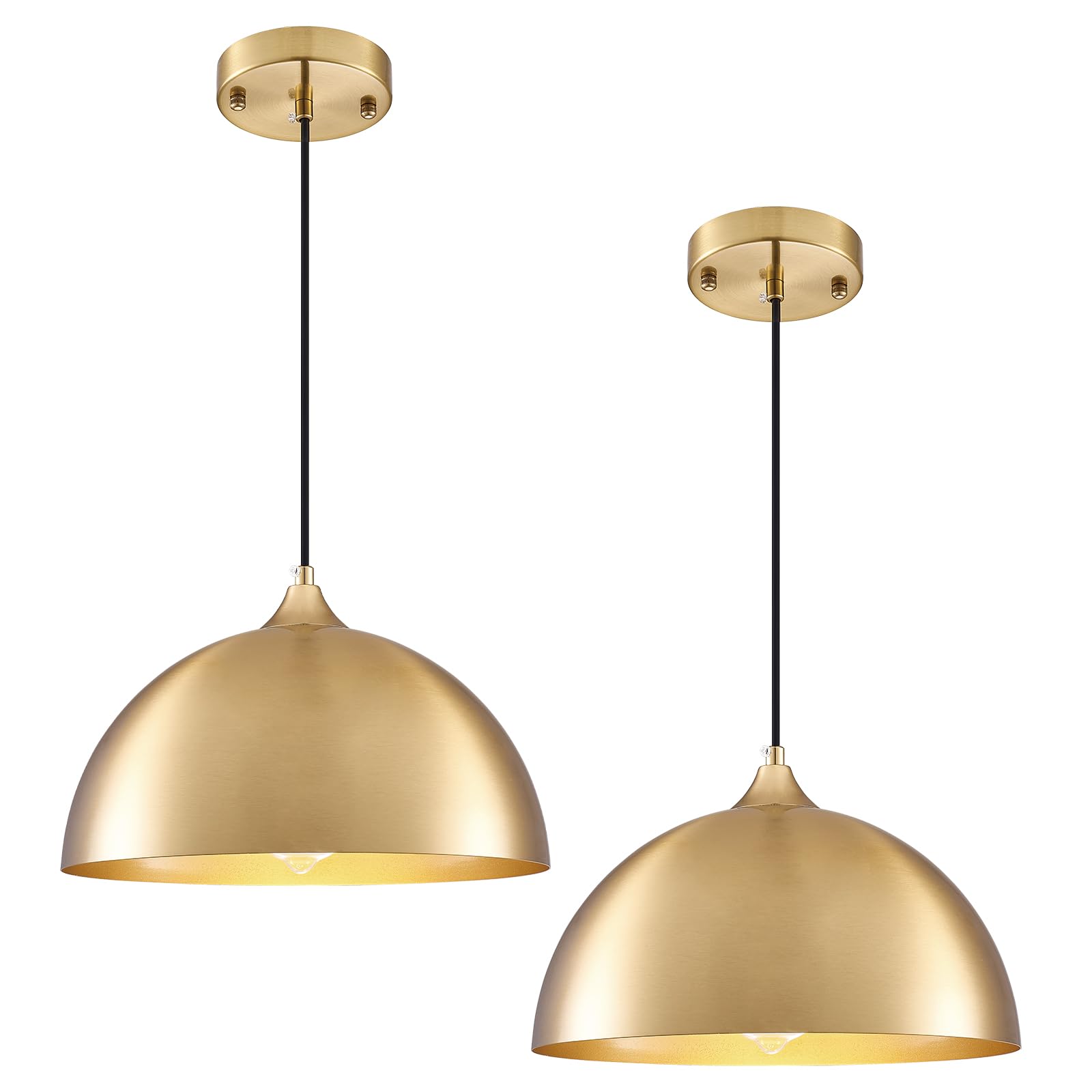Photo 1 of PINDODO Gold Pendant Light 2 Pack, 11.8" Modern Pendant Lights Kitchen Island Adjustable Height, Farmhouse Dome Hanging Light for Dining Room Bar
