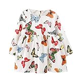 Sunsent Kids Girl Long Sleeve Butterfly Printed Dress Blouse 2-7Y