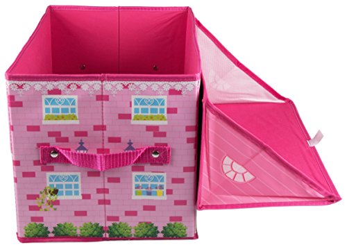  Clever Creations Pink Cottage-Style House Collapsible Toy Storage 