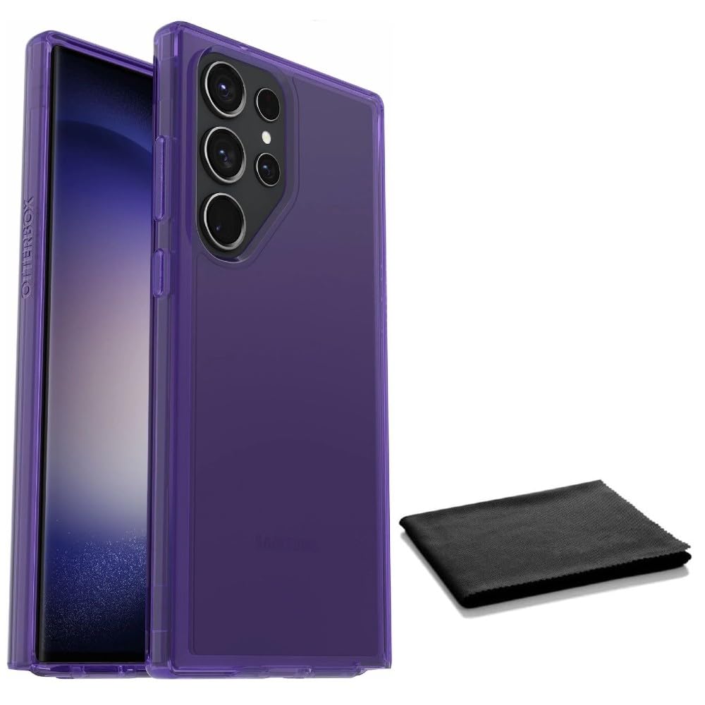 OtterBox Galaxy S23 Ultra (Only) - Symmetry Clear Series Case - Iris My Case (Purple) - Wireless Charging Compatible - Raised Edges Protect Camera & Screen - with Cleaning Cloth - Non-Retail Packaging