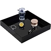 MissionMatch Waterproof Acrylic Vanity Tray, Remote Control Sturdy Valet Tray Organizer, Lucite Nightstand Dresser or Bathroom Organizer for Change, Coin, Key, Phone, Glasses, (Black-10x10inch )