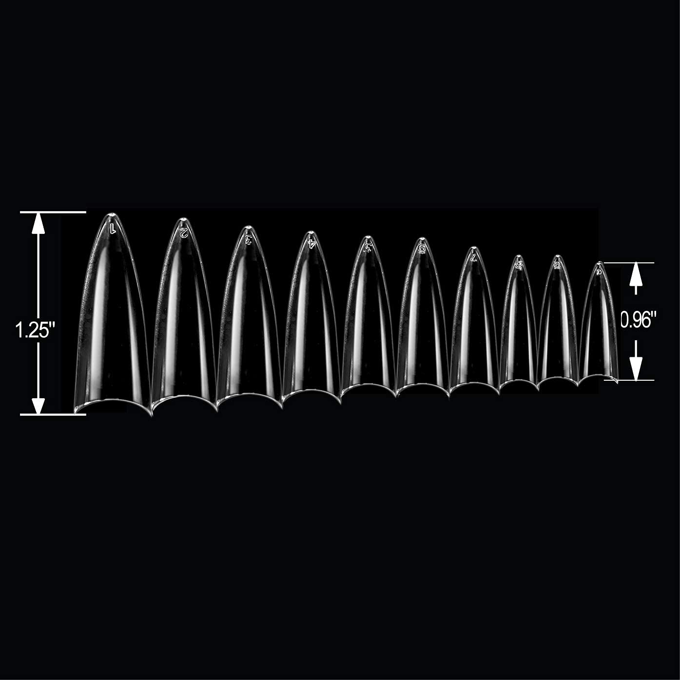 VIVACE Clear Stiletto 500 Acrylic False Fake Gel Nail Tips With Clear Plastic Case for Nail Salon Nail Shop (Clear Stiletto) - Image 4