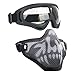 Infityle Airsoft Masks- Adjustable Half Metal Steel Mesh Face Mask and UV400 Goggles Set for Hunting, Paintball, Shooting (1 Set Black Skull, 1 Set)