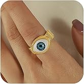 LFDHDDX 18K Gold Plated Big Eye Chunky Ring For Women Dainty Stackable Rings Open Band Statement Ring Finger Jewelry Gift