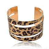 SUMAJU Sexy Leopard Print Bracelets Hollowed Glitter Sparkle Open Cuff Bangles Jewelry for Women