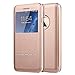 iPhone 8 Plus Case,iPhone 7 Plus Case [Touch Series][View Window], Folio Flip PU Leather Case ,Magnetic Closure, Case for iPhone 8 Plus /iPhone 7 Plus with Stand, Metal Sensor 5.5 inch (Rose Gold)