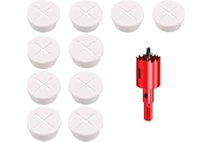 TuTuYa 10PCS Desk Grommet, Desk Grommet 1 Inch (25mm) Desk Cable Grommet Desk Cable Hole Covers with Hole Saw, Ideal Solution for Office and Home Table Cable(White)