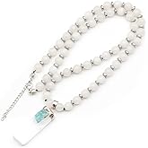 ElisaJewelryArt - Natural Raw Selenite With Tourmaline Crystal Beaded Necklace Genuine Selenite Gemstone Memory Stone Clasp Closure Necklace Unisex Necklace