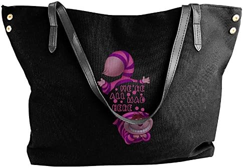 Alice In Wonderland Cheshire Cat We Canvas Bag For Women Black