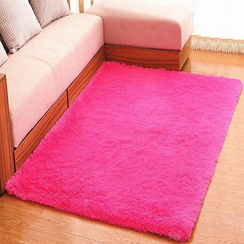 Ultra Soft 4.5 CM Thick Indoor Morden Area Rugs Pads for [Bedroom] [Livingroom] [Sitting-room] [Rugs] [Blanket] [Footcloth]2.5Feet* 5Feet (rose red)