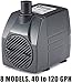 PonicsPumps by ZAHGO PP09205: 92 GPH Submersible Pump with 5' Cord - 5W… for Fountains, Statuary, Aquariums & more.