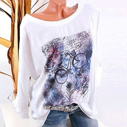 Bicycle Shirts Women Casual Long Sleeve T Shirt O Neck Loose Pullover Tops Blouse