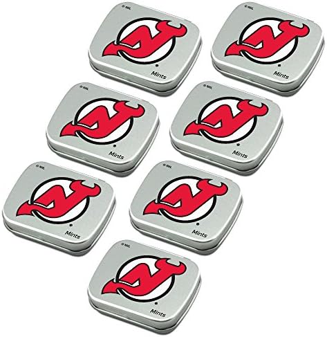 New Jersey Devils Peppermint Candies 7-Pack. NHL sugar-free mints in decorative tins. About 85 mints per tin. Perfect for gifts, Valentine's Day, stocking stuffers. Only from Worthy.