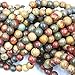 Natural Large Hole Gemstone Round 3mm Hole 8mm Fit Leather Cords for DIY Necklace Gemstone Loose Beads (Picasso Jasper, 8mm 3mm Hole)