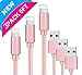 Lightning Cable, 3Pack Nylon Braided 6FT/2M Charger Cable USB Cable Sync & Transfer Data, Charging Cord - Pink
