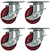 Online Best Service 4 Pack Caster Wheels 250-Pound Swivel Lock Rigid Polyurethane Plate with Brake (3 inch with Brake)