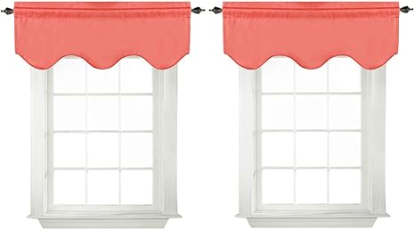 cortinas opacas turquoize para sala de estar cocina con cenefas festoneadas cortinas cortas para cocina 52 0 x 17 7 in coral 2 paquetes