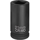 HARFINGTON 4 Point Square Socket 3/4" Drive 21mm Metric CR-MO Phosphate Blackening Standard Wheel Impact Sockets for Auto Repair Mechanical Maintenance Home Install