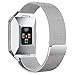hooroor for Fitbit Ionic Bands Small and Large for Women Men, Fully Magnetic Closure Clasp Mesh Loop Milanese Stainless Steel Metal Band (Silver Large)