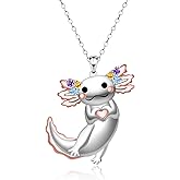 Cute Axolotl Necklace for Women - 925 Sterling Silver Axolotl Pendant Necklace Cute Animal Necklace CZ Hypoallergenic Jewelry Gifts