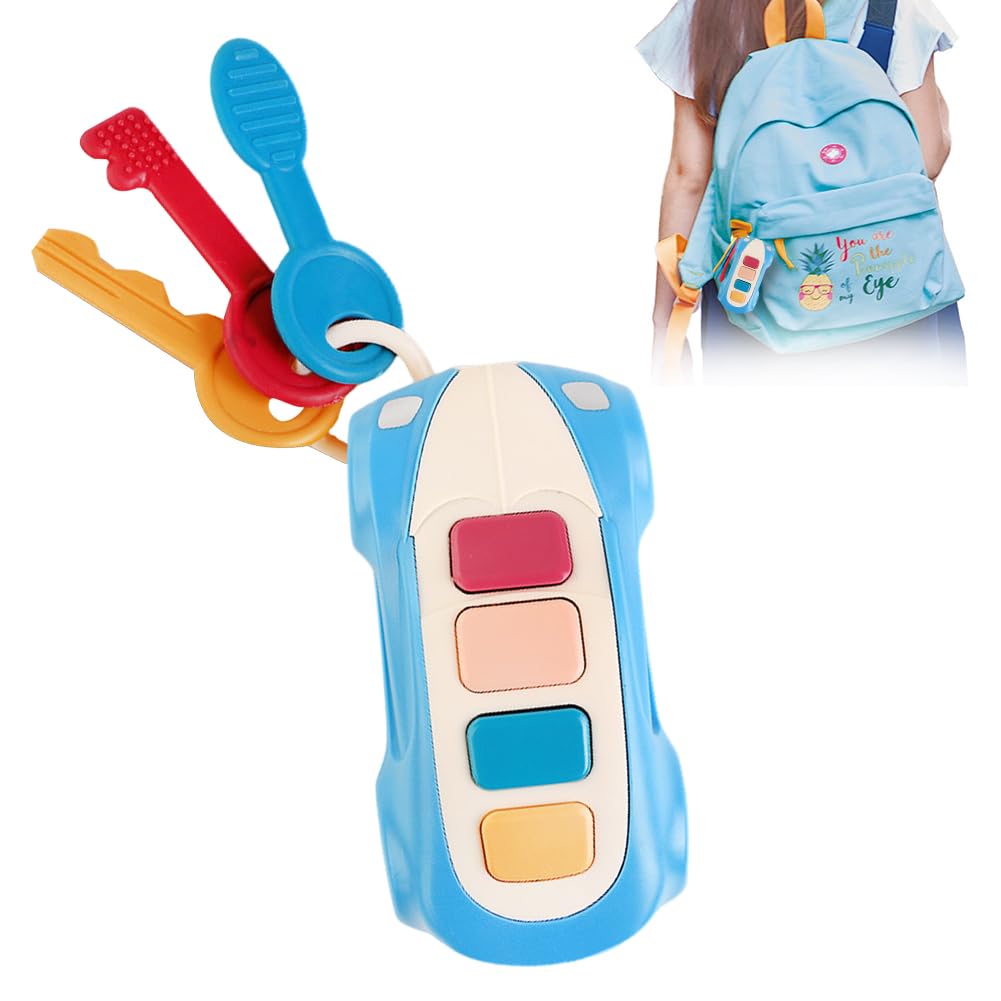 Baby Car Keys Music Toys, Pretend Play Keys Toys Car Key with Sound Cars Musical Toy Interactive Baby Toy Analog Cars Sound Effect Control for Infant Toddlers Boys Girls 10+ Months Gifts (Blue)