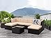Wisteria Lane Outdoor Furniture Set, 7 PCS Patio Sectioanl Sofa All Weather Wicker Seating with Ottoman and Table, Black