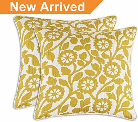 Yellow Throw Pillow Covers 18x18", 2 Pack, - Indoor Flora Decorative Lumbar Sequin, Couch, Square Cushion Cover, Case for Sofa