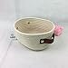 ICEBLUE HD Mini Size Beige Natural Cotton Rope Dog Toys Basket Nursery Basket Catchall with Leather Handles