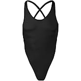 IWEMEK Men's One-piece High Cut G String Underwear Wrestling Singlet Leotard Bodysuit Thongs