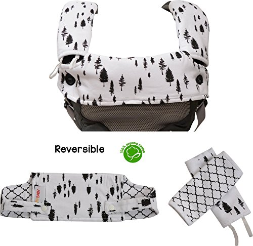 Premium 3 Piece Organic Cotton Drool Teething Pads With Bib for Baby Carriers