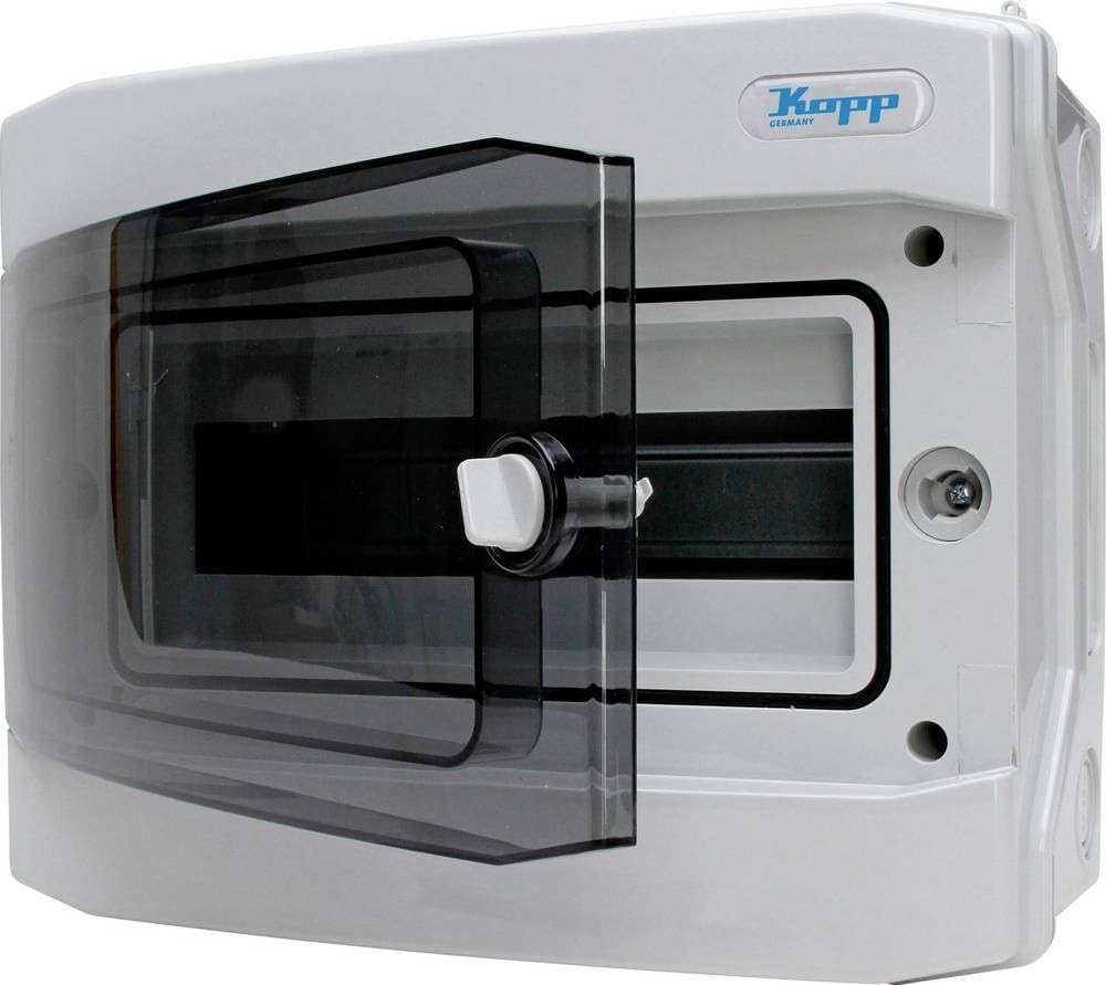 Kopp Surface-Mounted Distribution Unit with Door Single-Row for 12 Poles, 1 Pair Grey/Black, 353811047