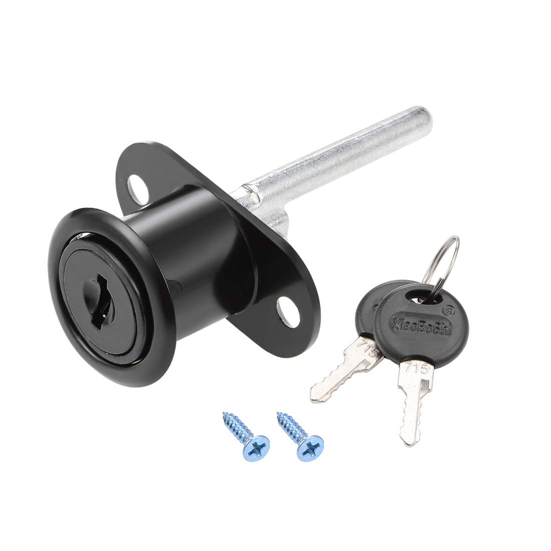 Photo 1 of *****MISSING KEY****uxcell Drawer Desk Wardrobe Cabinet Plunger Lock, 3/4" Cylinder Diameter 13/16" Cylinder Length, Zinc Alloy Black Surface, Keyed Different