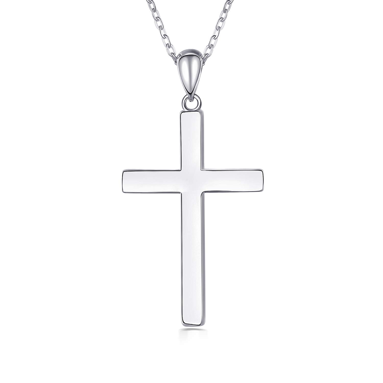 BlingGem Necklace for Women 925 Sterling Silver Cross Pendant Necklace Jewellery Gift for Women Adjustable Chain 18 inches