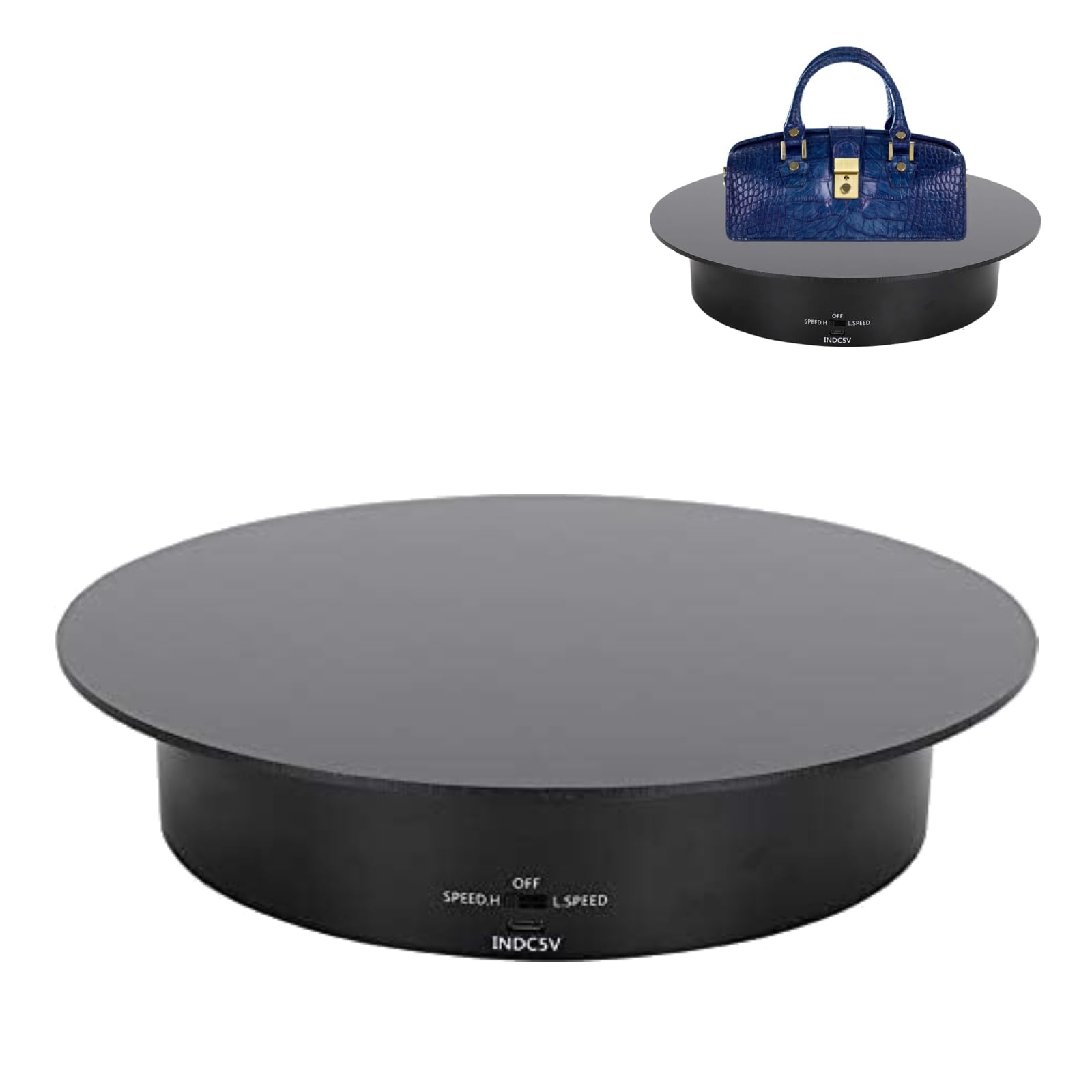 Electric Turntable with 360° Rotation, Display Stand for Photography, Jewelry, Watches, Phones, Shoes, 5Kg Load-Bearing, 2 Speeds, Electric Rotating Platform