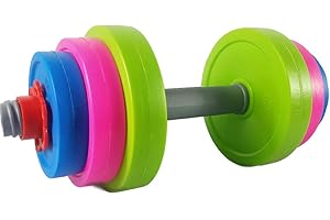 RAINBOW TOYFROG Toys Dumbbells -Kids Workout Equipment Set- Pretend Toddler Gym Stuff Weights for Exercises -Adjustable Dumbbell Fill with Beach Sand or Water
