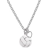 GIMMEDAT Heart Baseball, Basketball, Lacrosse, Soccer, Softball, Tennis, Volleyball Necklace for Women Sports Fan Jewelry Gift for Player