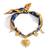 Klyxosh Scarf Necklace with Charm, Bandana Necklace with Gold Dainty Pendants - Chunky Cross, Heart, Flower, Conch, Boot, Cowboy Hat, Boho Beach Vintage Scarf Necklaces, Stylish Jewelry Gift