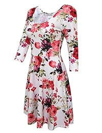 Tom's Ware vestido largo con volados, cuello redondo, estampado, motivos florales, elegante, para mujer